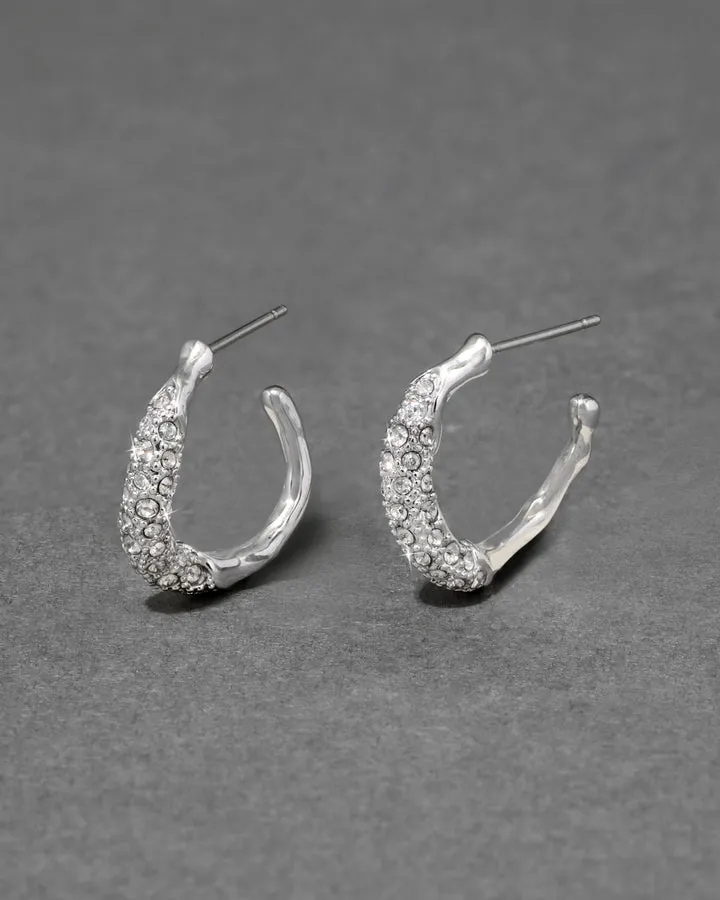Solanales Silver Twist Mini Hoop Earring