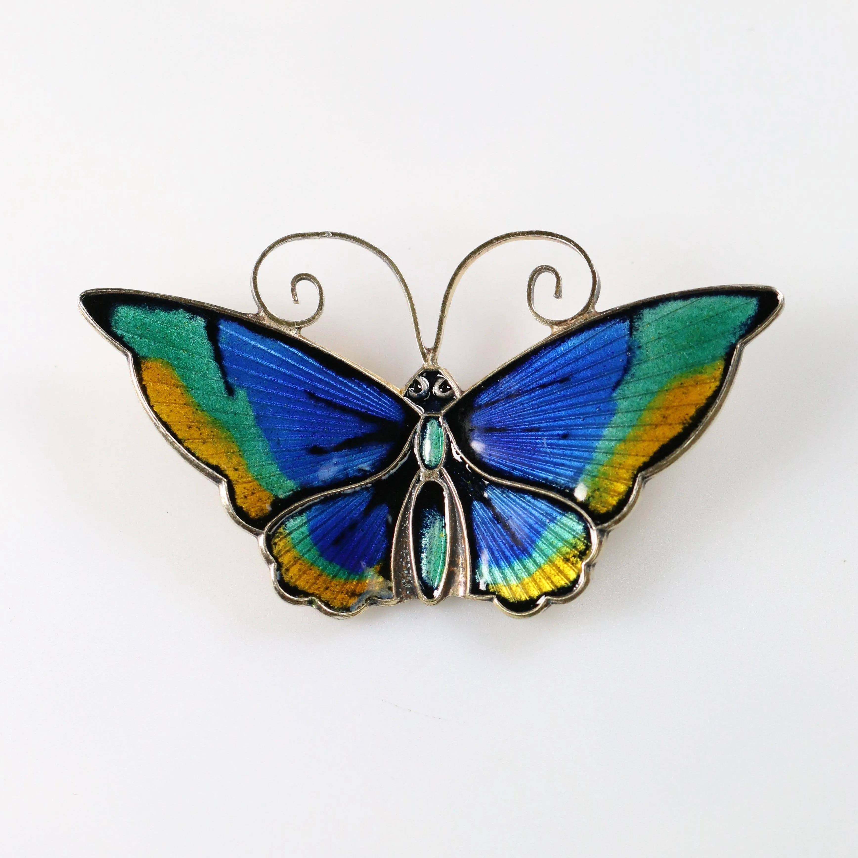 SOLD OUT: DAVID ANDERSEN GUILLOCHE MULTI-COLOR BUTTERFLY PIN