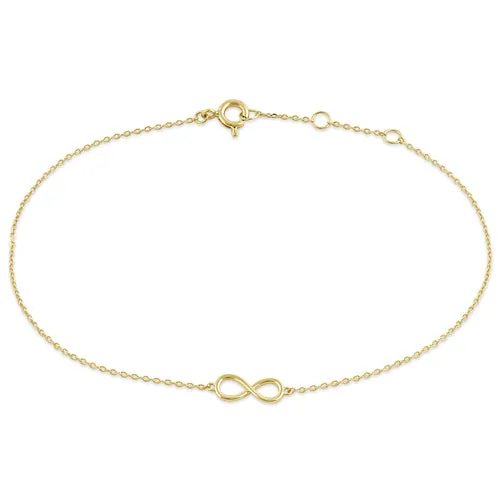 Solid 14K Yellow Gold Infinity Bracelet