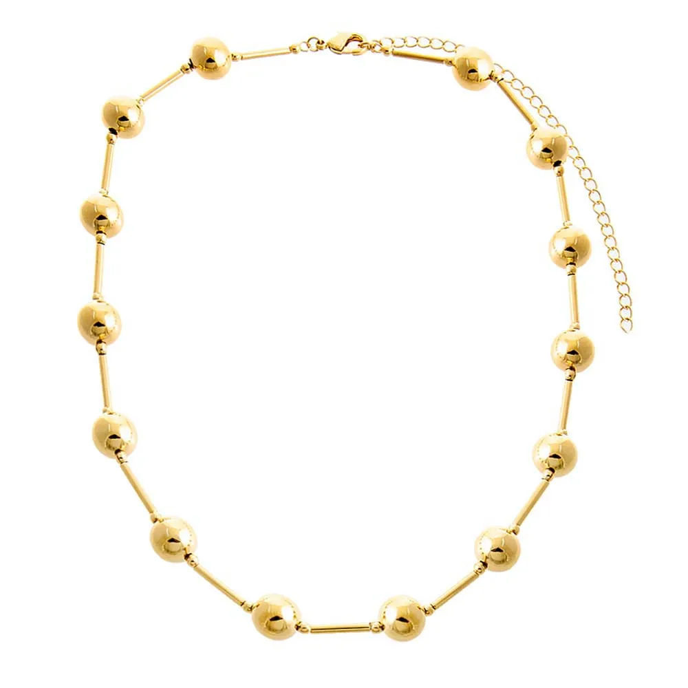 Solid Ball X Bar Necklace