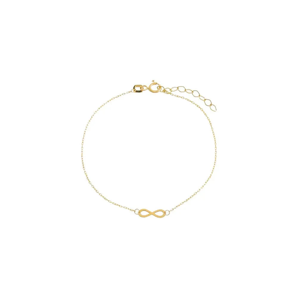 Solid Infinity Sign Pendant Bracelet 14K