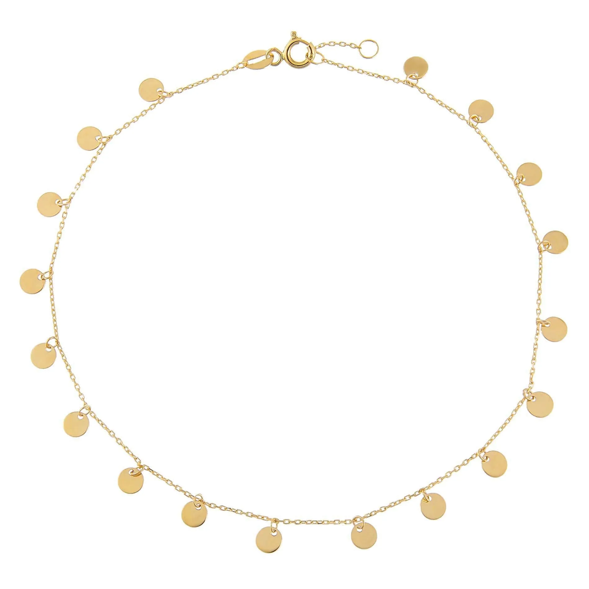Solid Multi Disc Dangle Anklet 14K