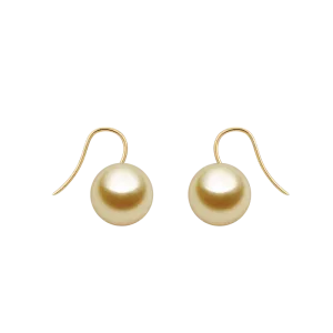 South Sea Golden Pearl 18K Gold Classic Design Hook Earrings