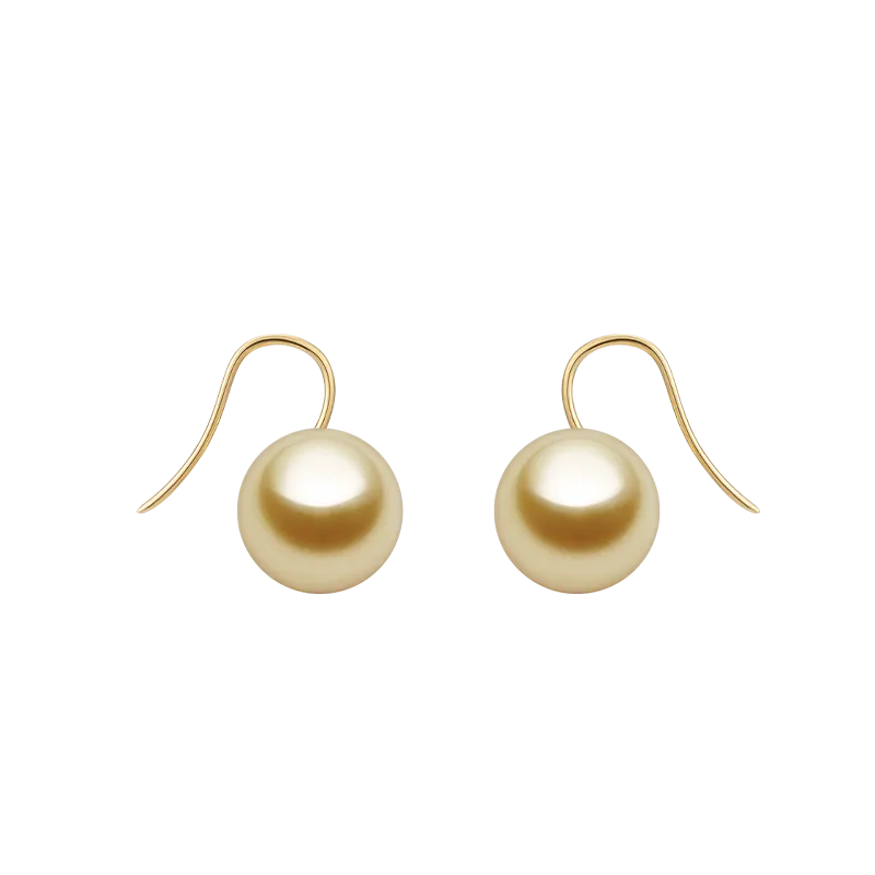 South Sea Golden Pearl 18K Gold Classic Design Hook Earrings