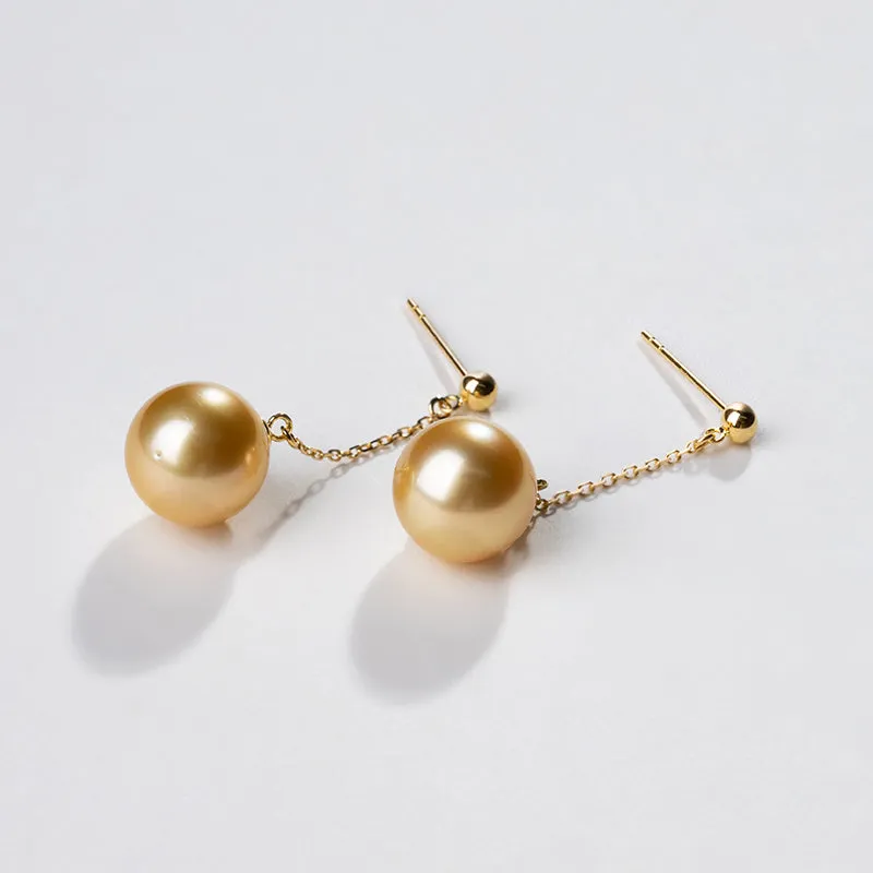 South Sea Golden Pearl 18K Gold Drop Earrings
