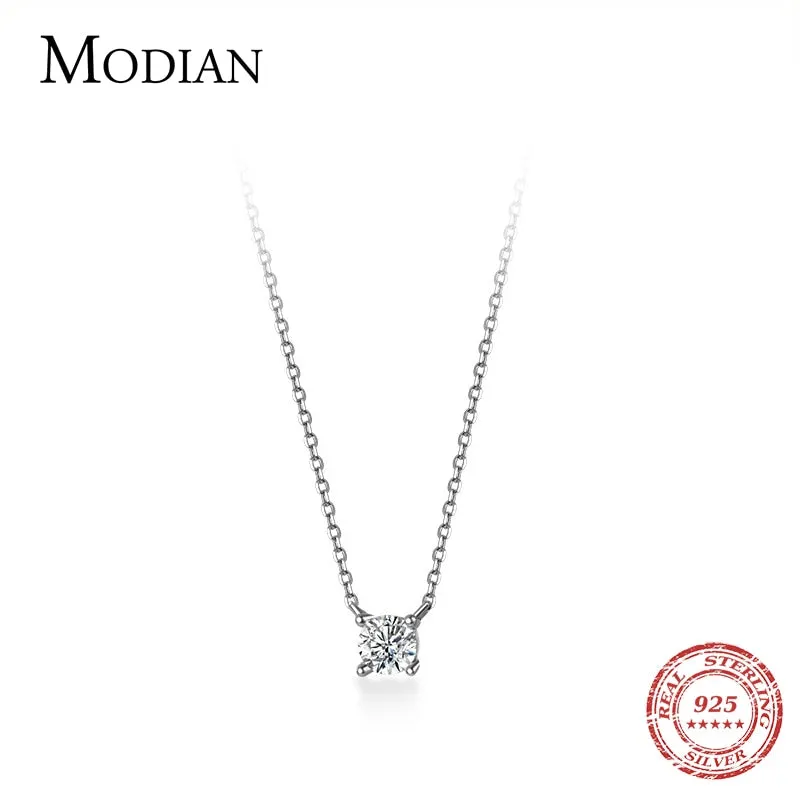 Sparkling Zircon Pendant Necklace