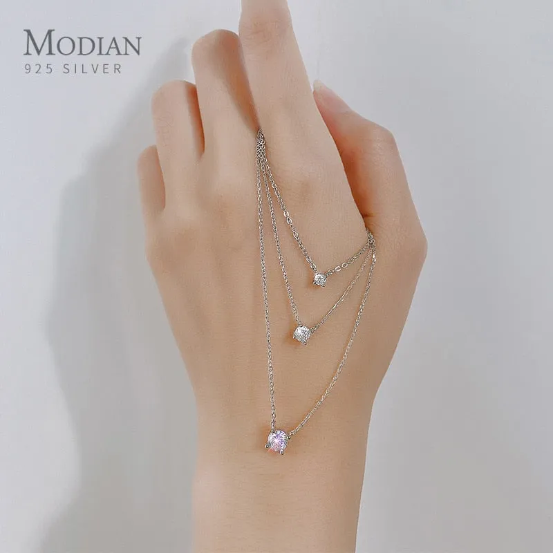 Sparkling Zircon Pendant Necklace