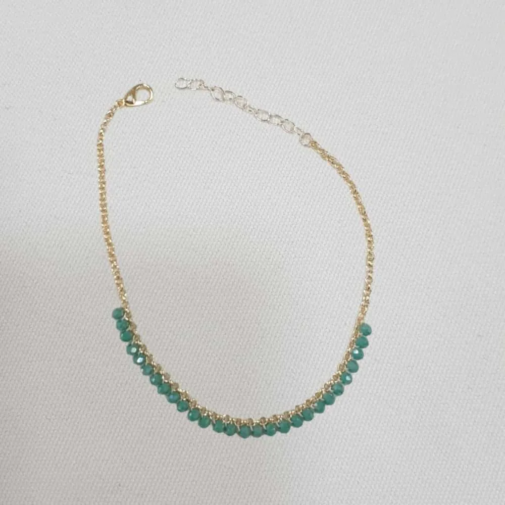 Sparkly Bead Double Chain Anklet