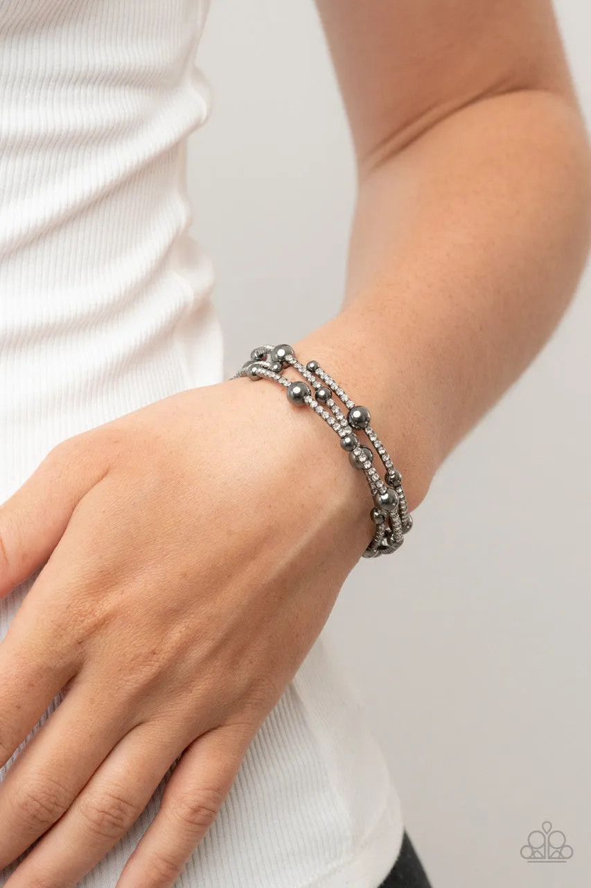 Spontaneous Shimmer Black Gunmetal Beads Paparazzi Coil Bracelet