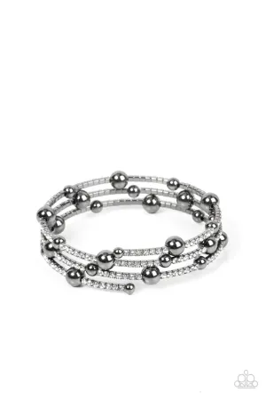 Spontaneous Shimmer Black Gunmetal Beads Paparazzi Coil Bracelet