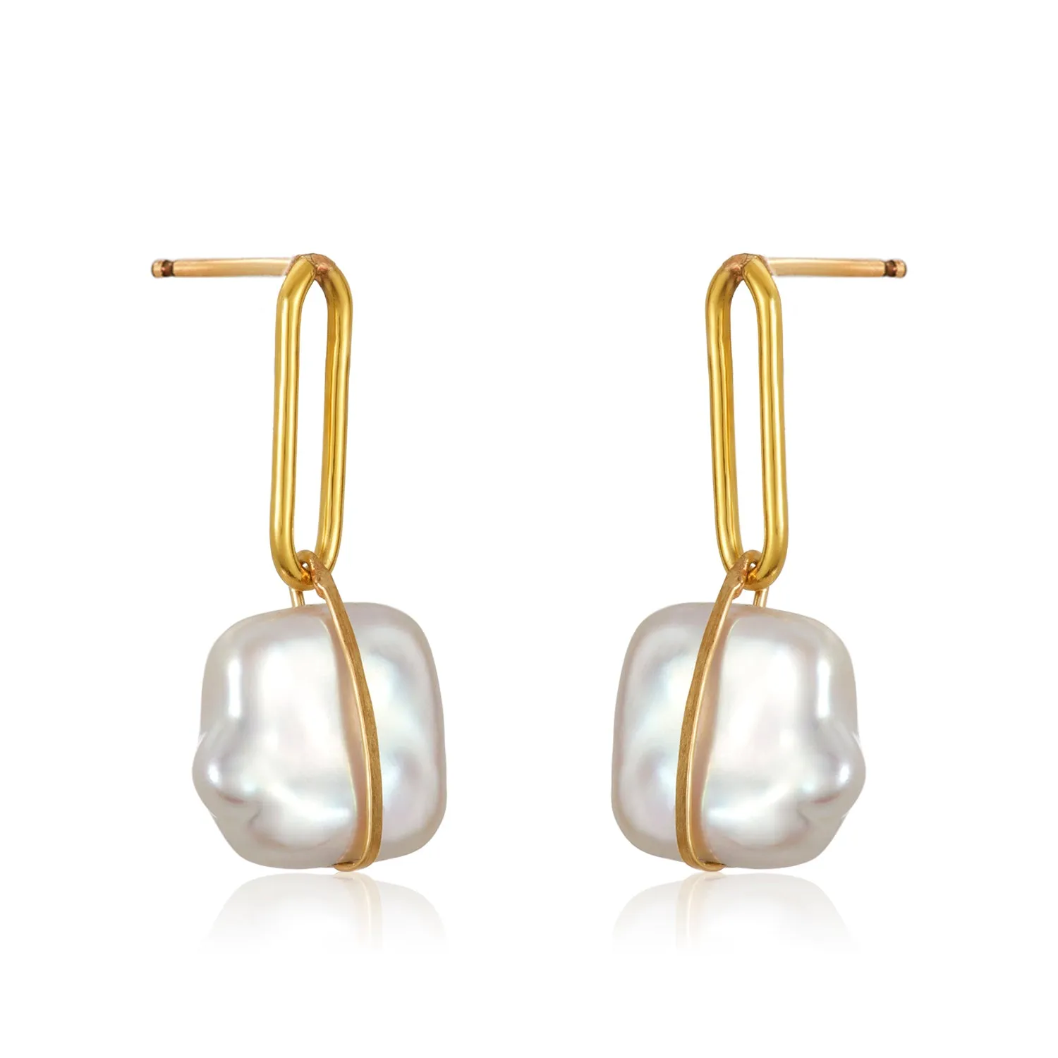 Square Pearl Posts Earrings