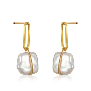 Square Pearl Posts Earrings