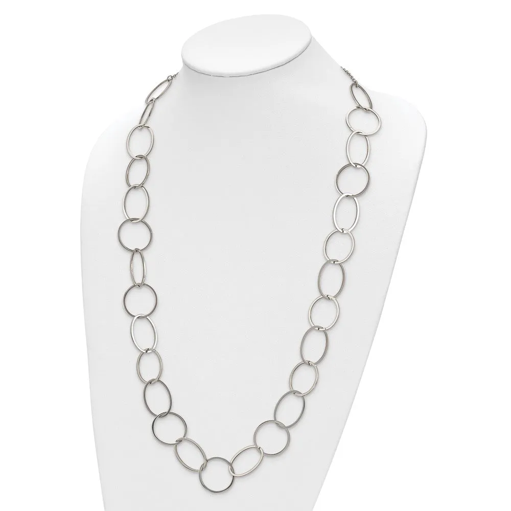 Stainless Steel Polished Circle Link 31.25in Necklace