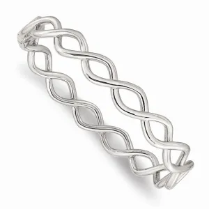 Stainless Steel Polished Criss Cross Hinged Bangle