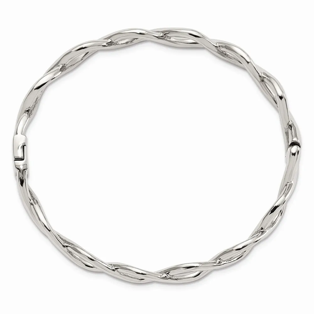 Stainless Steel Polished Criss Cross Hinged Bangle