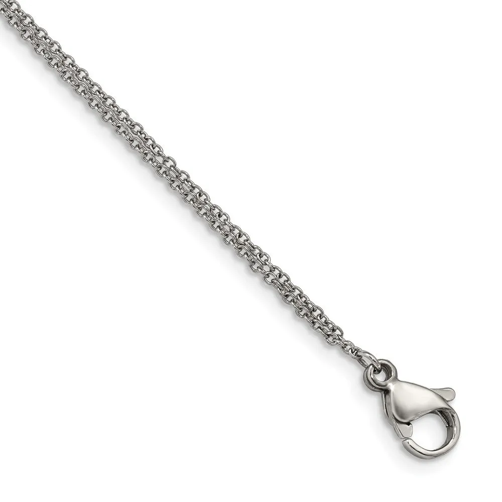 Stainless Steel Polished with CZ Infinity Symbol 6.25in w/2in ext. Bracelet