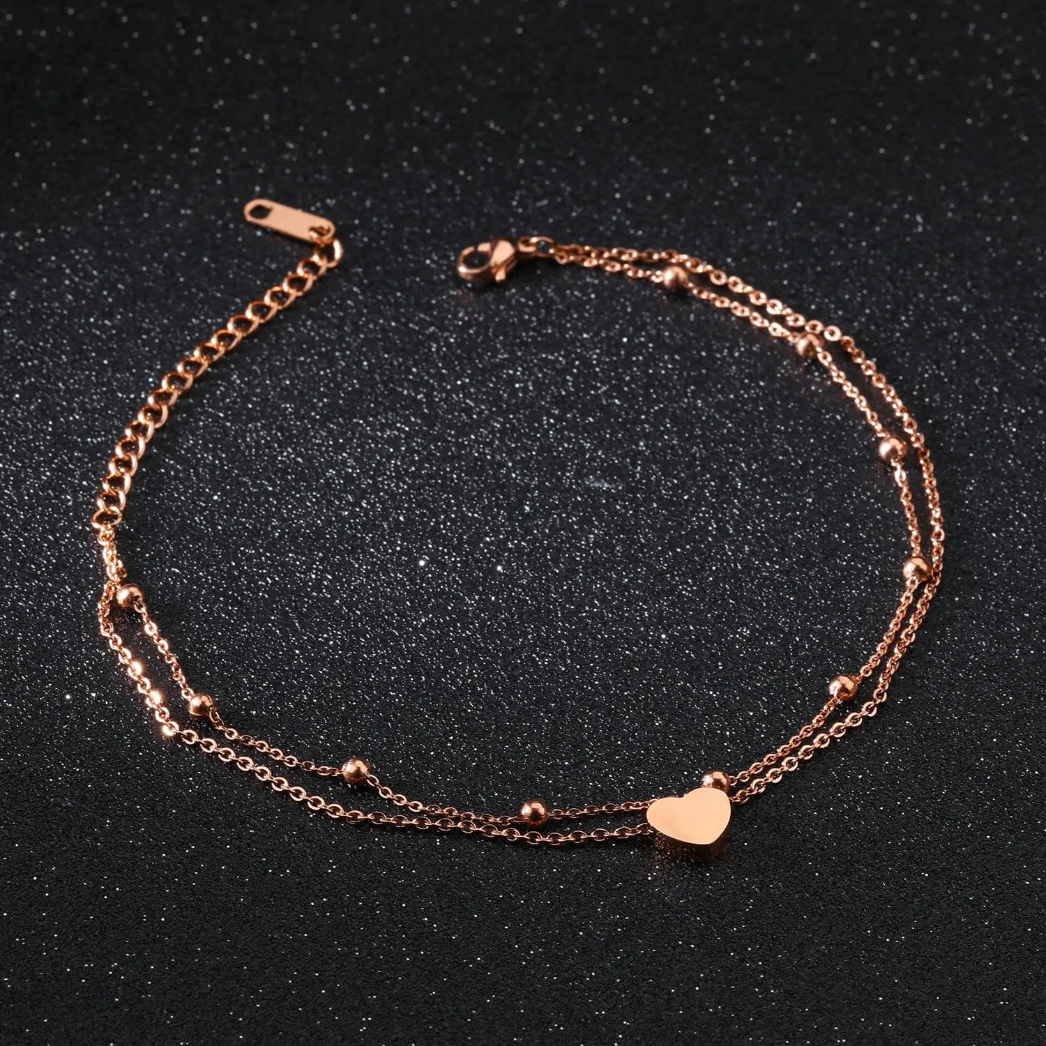 Stainless Steel Rose Gold Womens Anklets