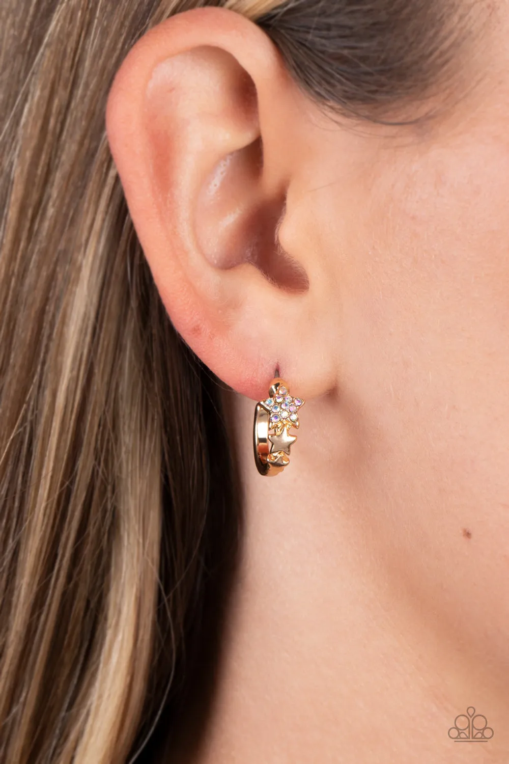 Starfish Showpiece - Multi (Gold Star) Hoop Earring