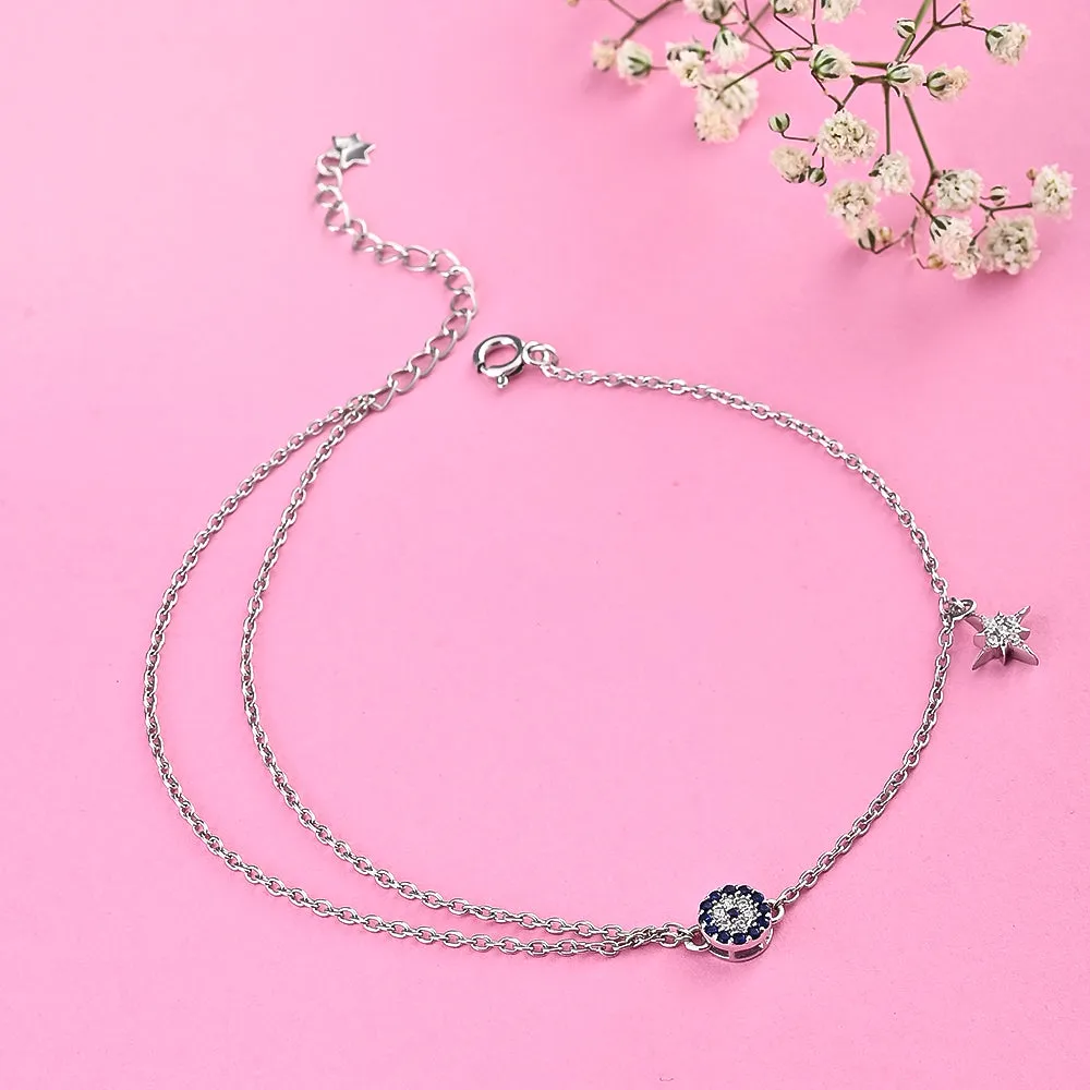 Starlight Protective Adjustable Anklet in 92.5 Sterling Silver
