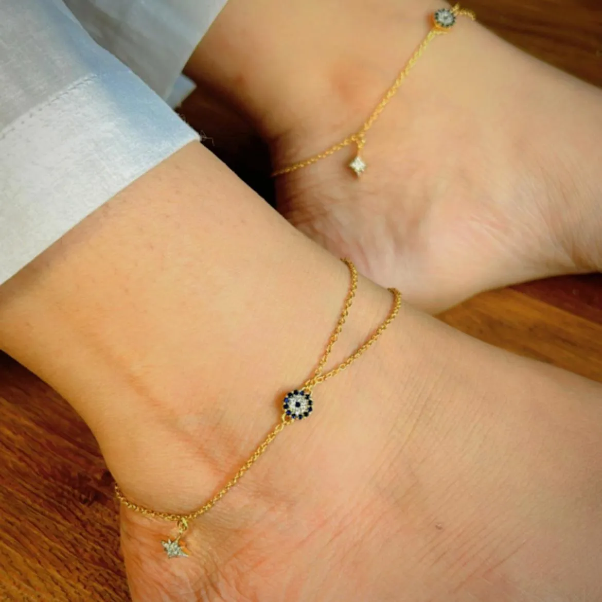Starlight Protective Adjustable Anklet in 92.5 Sterling Silver