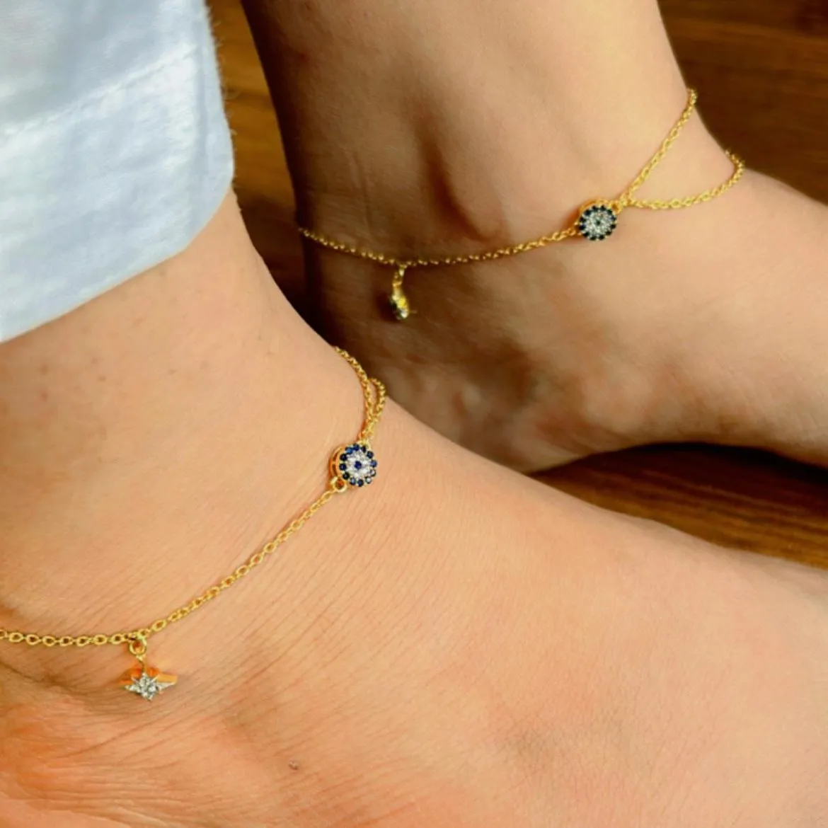 Starlight Protective Adjustable Anklet in 92.5 Sterling Silver