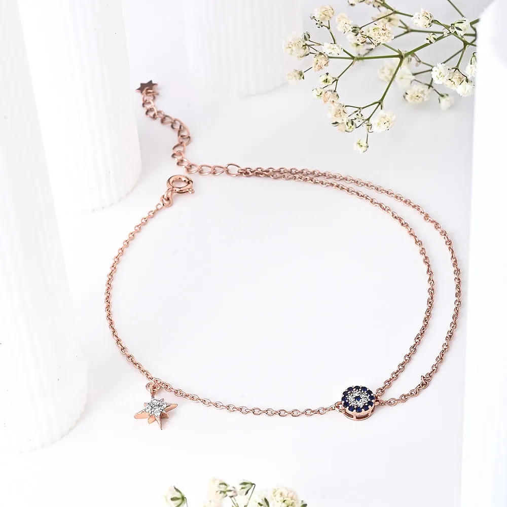 Starlight Protective Adjustable Anklet in 92.5 Sterling Silver