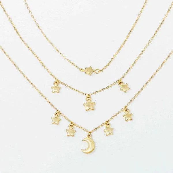 Starred Up Chain Anklet, Set of 3