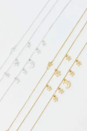 Starred Up Chain Anklet, Set of 3
