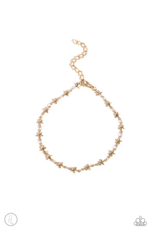 Starry Swing Dance - Gold - Star Paparazzi Anklet