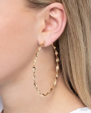 Steady Spirals - Gold - Twisting Paparazzi Hoop Earrings