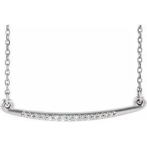 Sterling Silver .05 CTW Diamond Curved Bar 16-18" Necklace