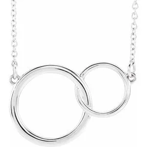 Sterling Silver 20x14 mm Interlocking Circle 16-18" Necklace