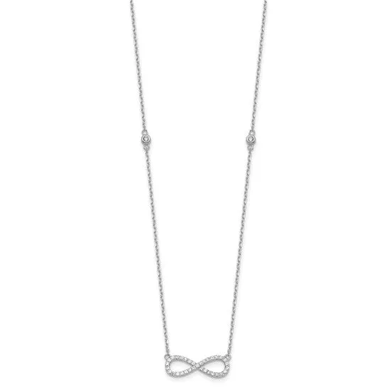 Sterling Silver CZ Infinity Bracelet and Necklace Set