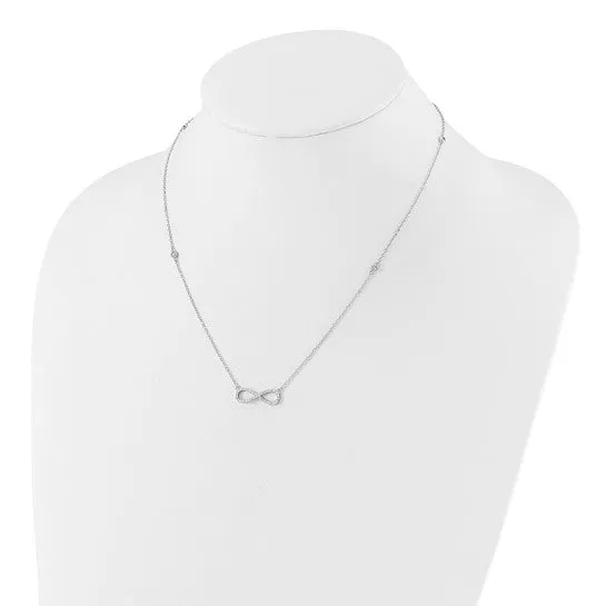 Sterling Silver CZ Infinity Bracelet and Necklace Set
