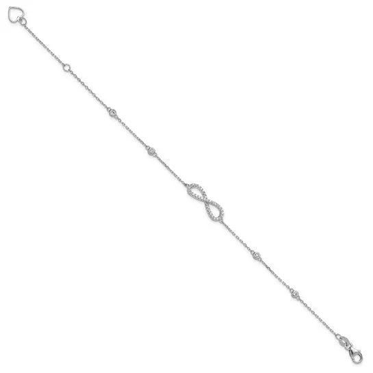Sterling Silver CZ Infinity Bracelet and Necklace Set