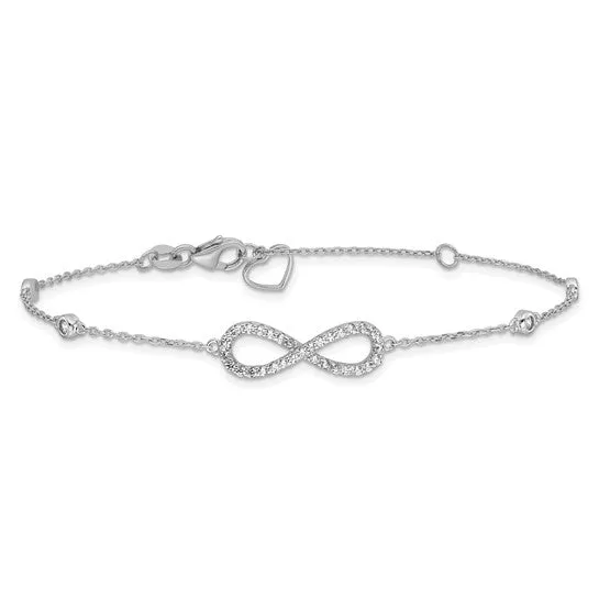 Sterling Silver CZ Infinity Bracelet and Necklace Set