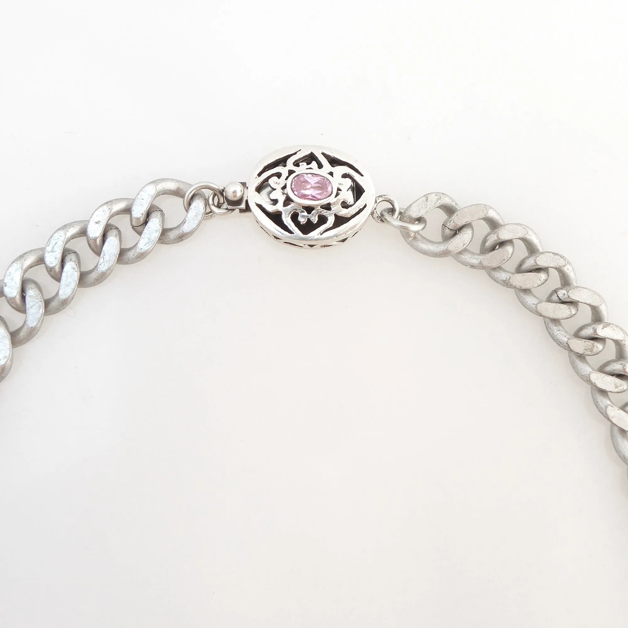 Sterling silver flower rose quartz necklace