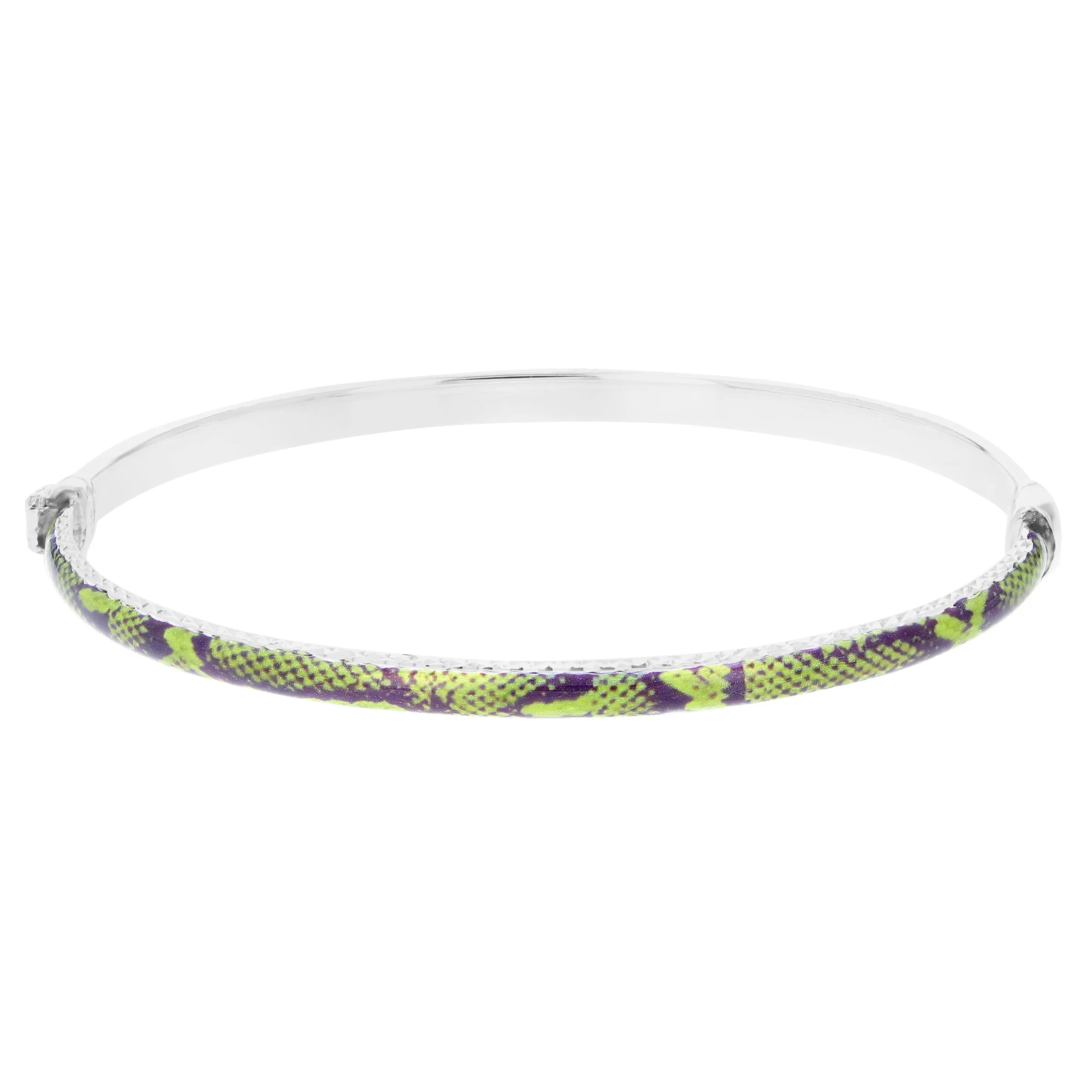 Sterling Silver Green and Black Enamel Bangle