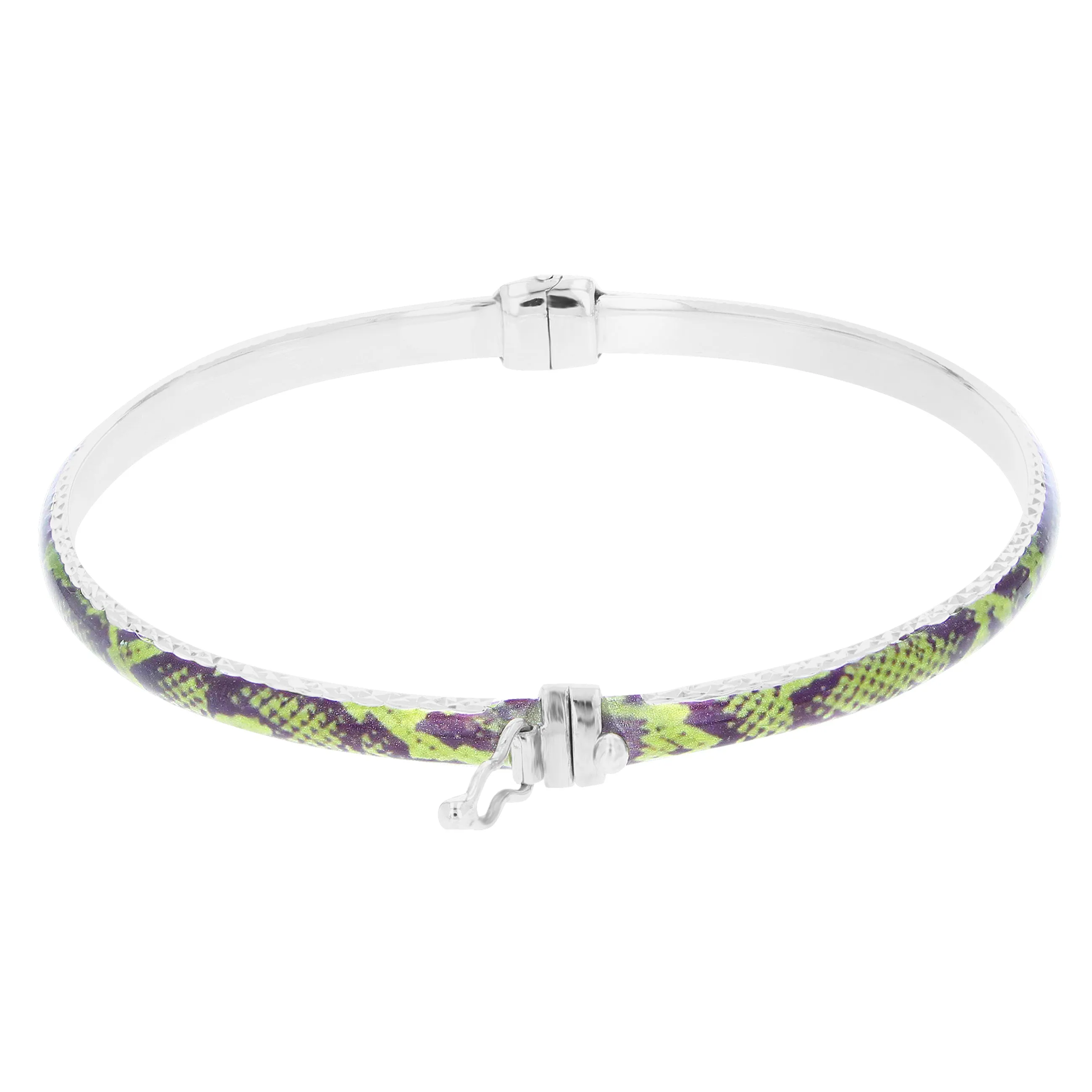 Sterling Silver Green and Black Enamel Bangle
