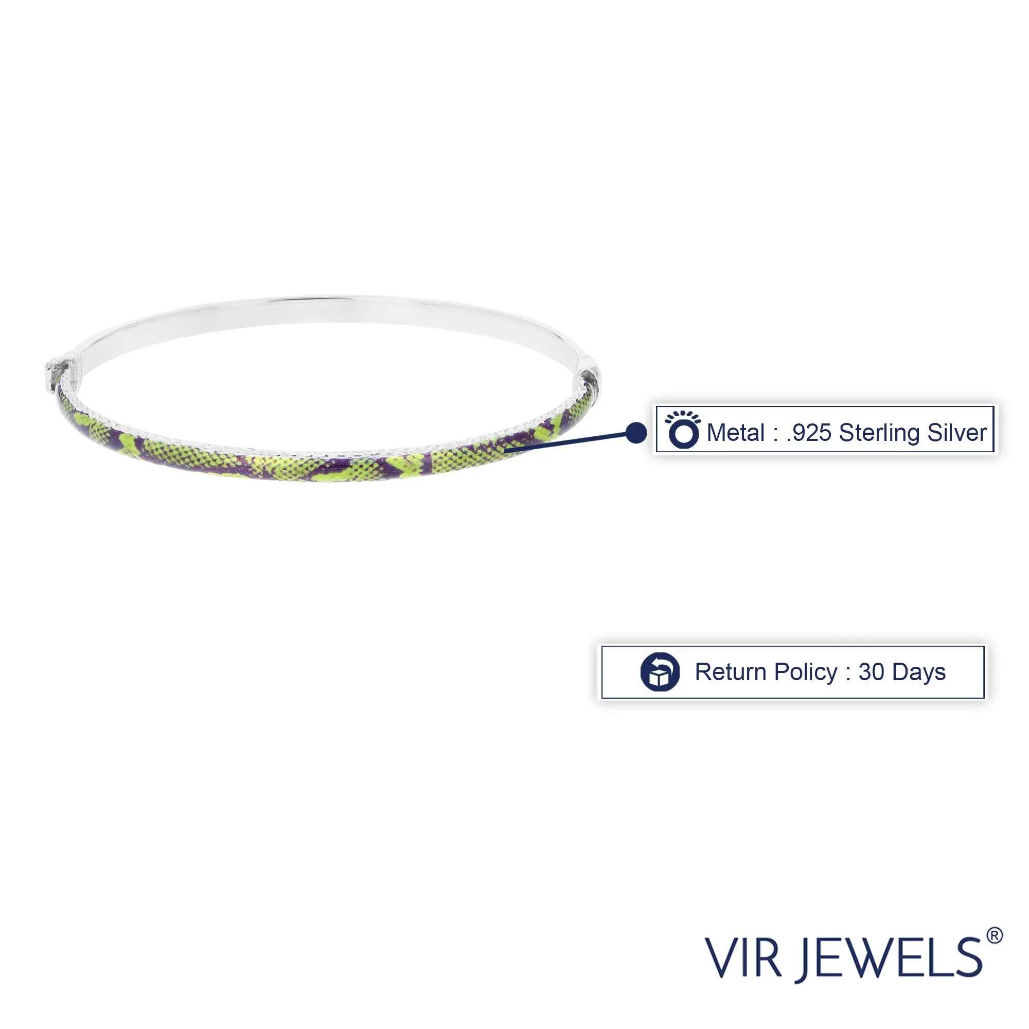 Sterling Silver Green and Black Enamel Bangle