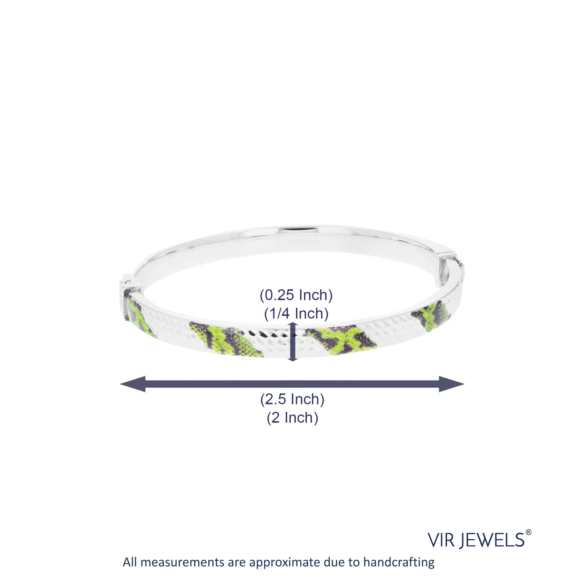 Sterling Silver Green and Black Enamel Bangle