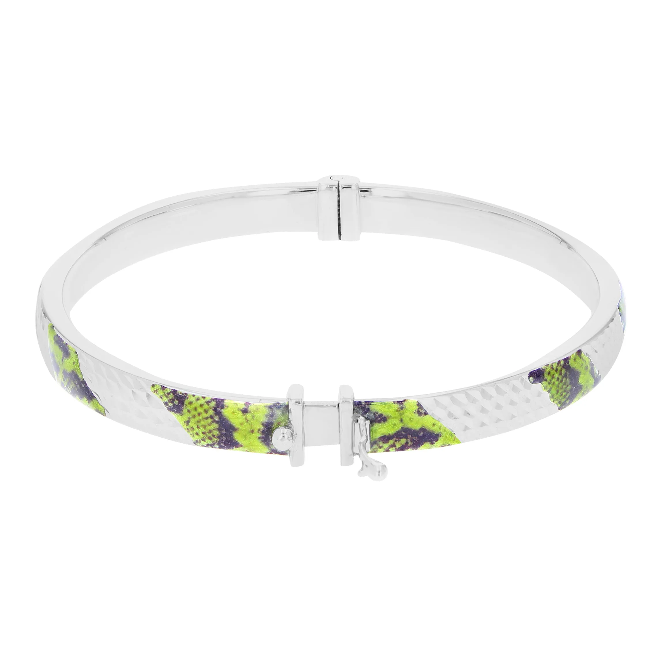 Sterling Silver Green and Black Enamel Bangle