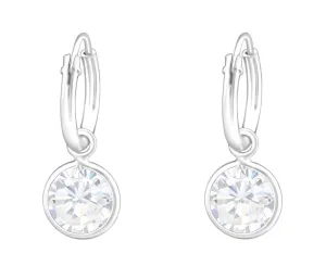 Sterling Silver Hanging Round Hoop Earrings