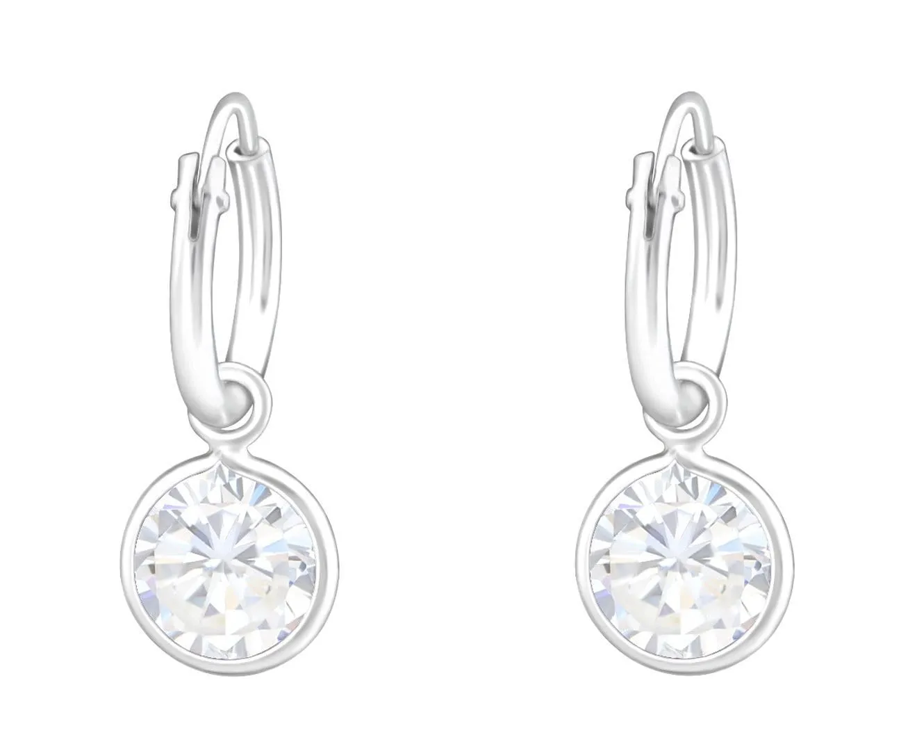 Sterling Silver Hanging Round Hoop Earrings