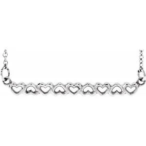 Sterling Silver Heart Bar 16-18" Necklace