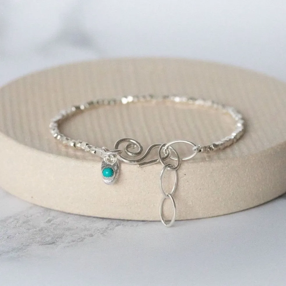 Sterling Silver Mini Nugget with Birthstone Bracelet