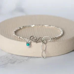 Sterling Silver Mini Nugget with Birthstone Bracelet