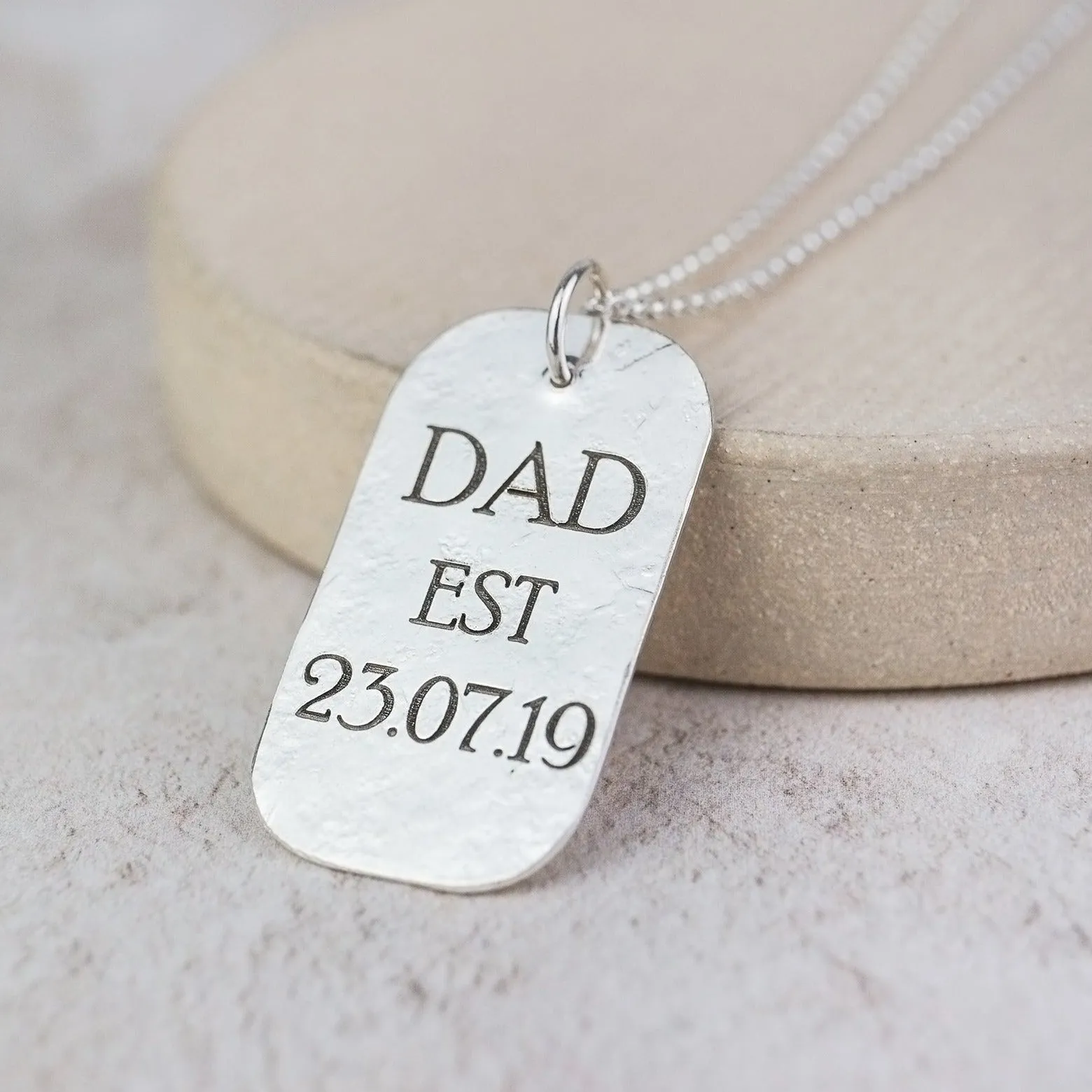 Sterling Silver Personalised Men's Dog Tag Pendant