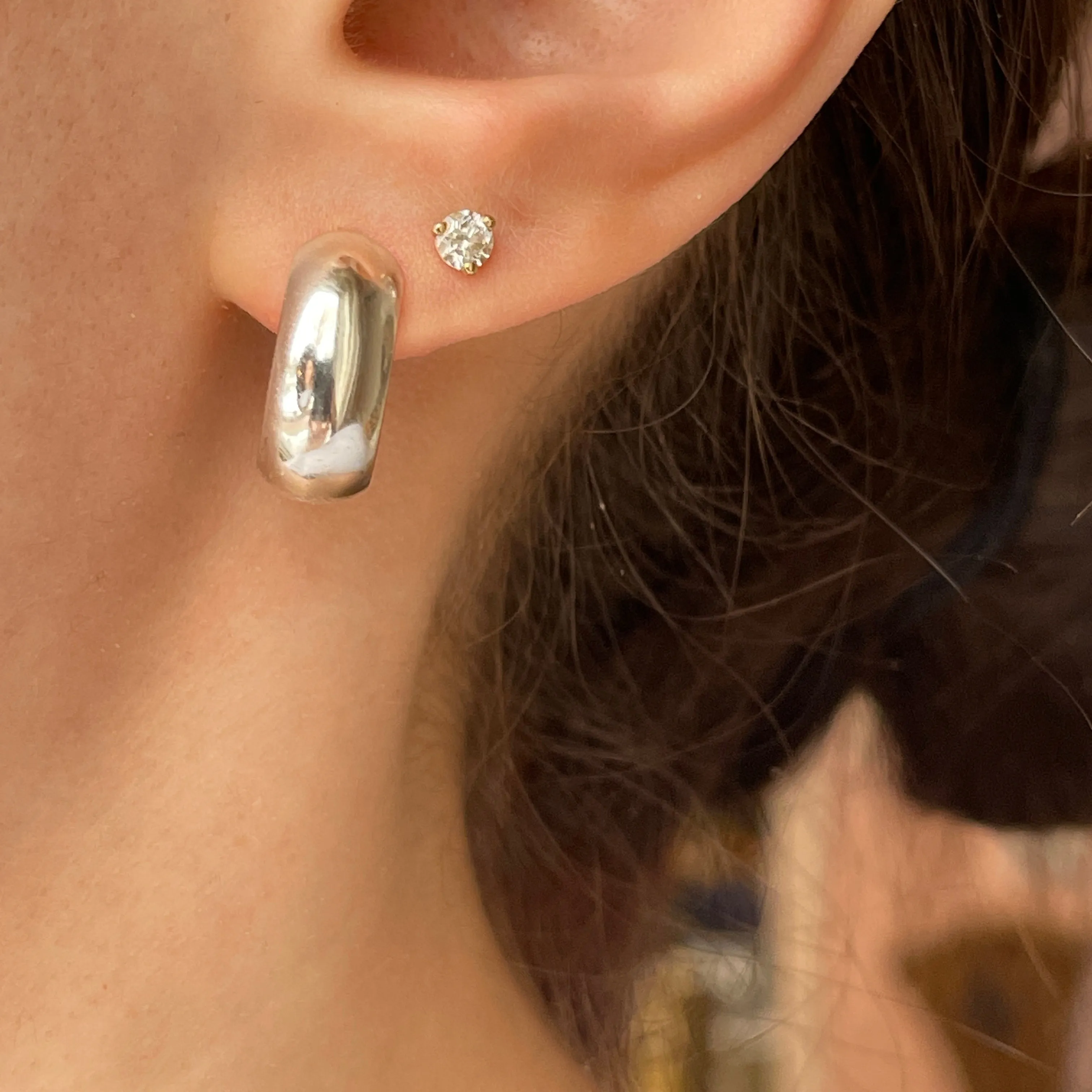 Sterling Silver Polished 7mm Huggie Hoop Hinged Earrings 16mm