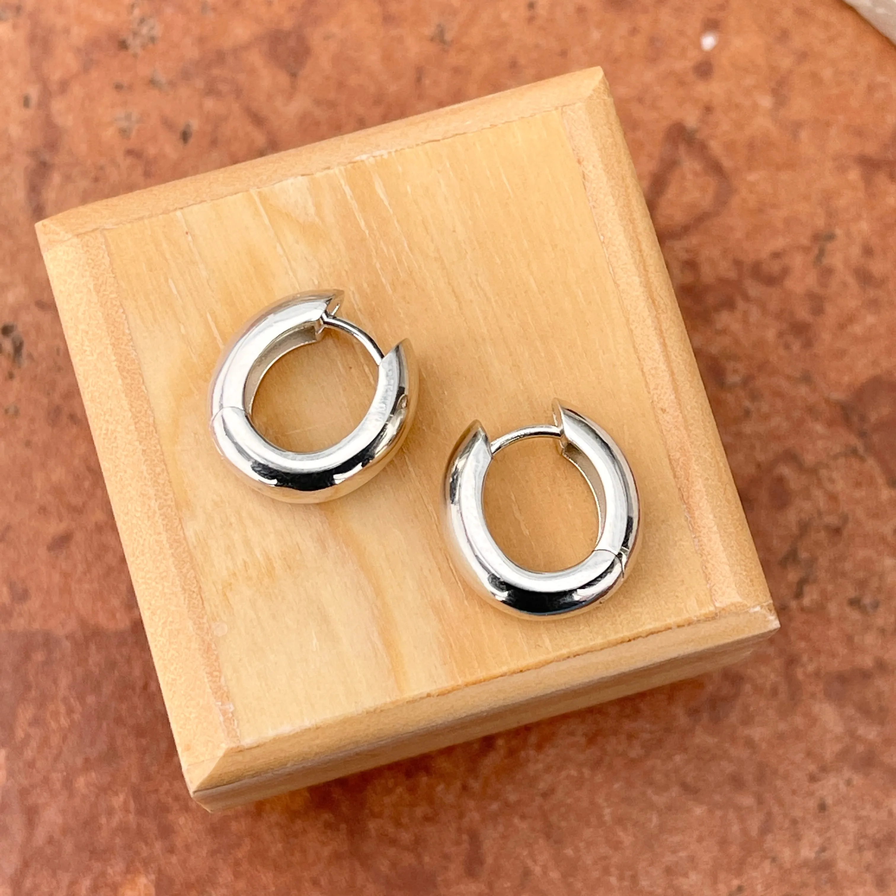 Sterling Silver Polished 7mm Huggie Hoop Hinged Earrings 16mm